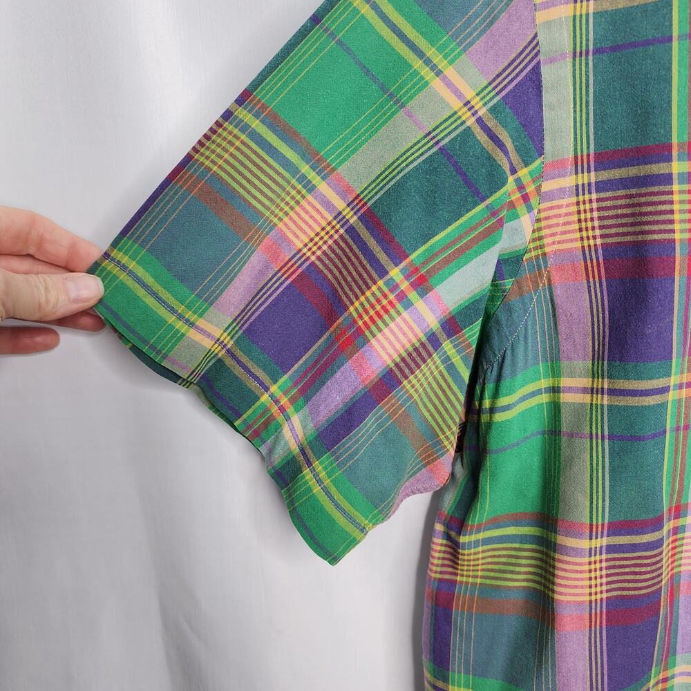 Ralph Lauren Plaid Button Front Down Short Sleeve Shirt Men XL Preppy Vintage 90 - Picture 9 of 12